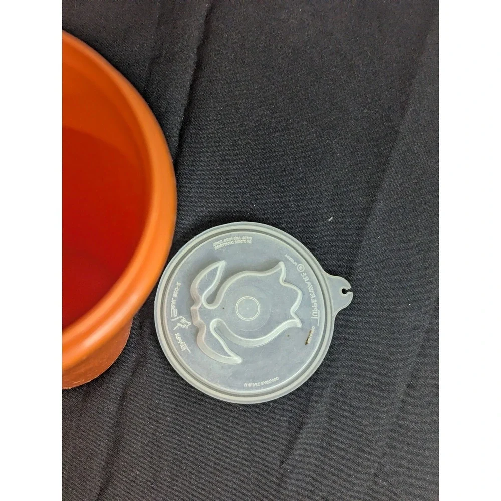 vintage‎ Tupperware Orange tumbler cup with flower jel-n-serve jello mold lid